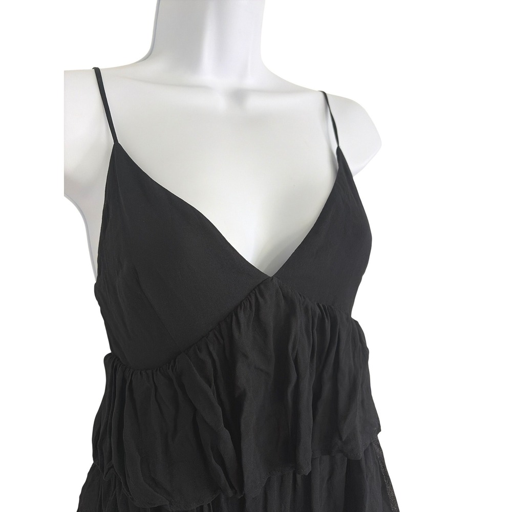 J.Crew Collection Women Boho Grunge Goth Ruffle-Tier Maxi Dress Black‎ Chiffon 2 - Picture 5 of 8